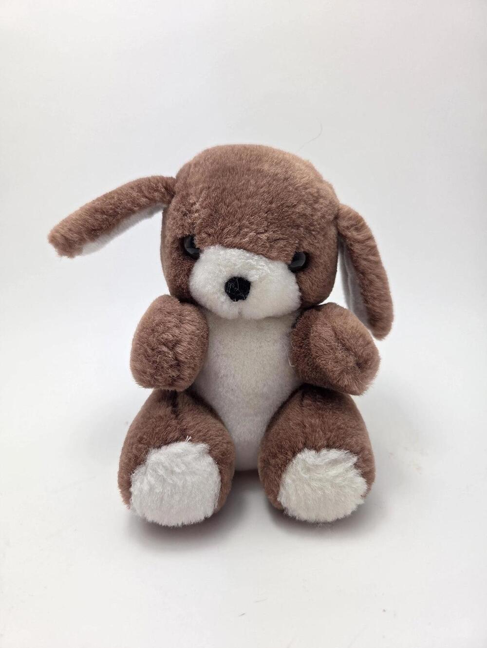 Vintage Ganz Brown and White Dog Plush Small Cute Dog Stuffed Animal (4 inch)